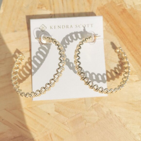NEW Kendra Scott Fallyn Hoop Earrings Gold - Picture 1 of 3